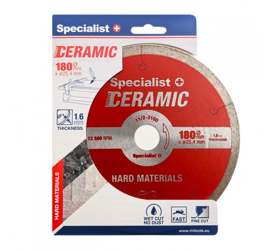 Darbo įrankiai. Įrankių priedai. Deimantiniai diskai. Deimantinis diskas D180x25,4 CERAMIC SPECIALIST+
 