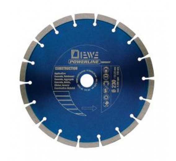 Darbo įrankiai. Įrankių priedai. Deimantiniai diskai. Deimantinis diskas Powerline Construction D230x22mm 