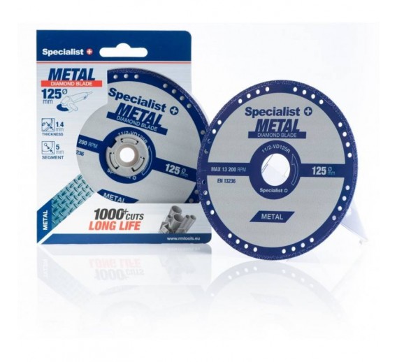 Deimantinis pjovimo diskas metalui 125x1,4x22,23 mm 