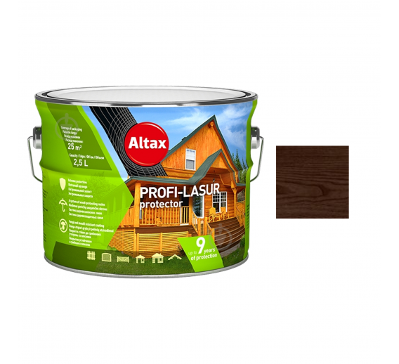 Dažai. Medienos apsaugos ir dekoravimo priemonės. Impregnantas medienai Altax Profi Lasur. Medienos apsauga ALTAX-PROFI Lasur, palisanderio sp.2,5l 