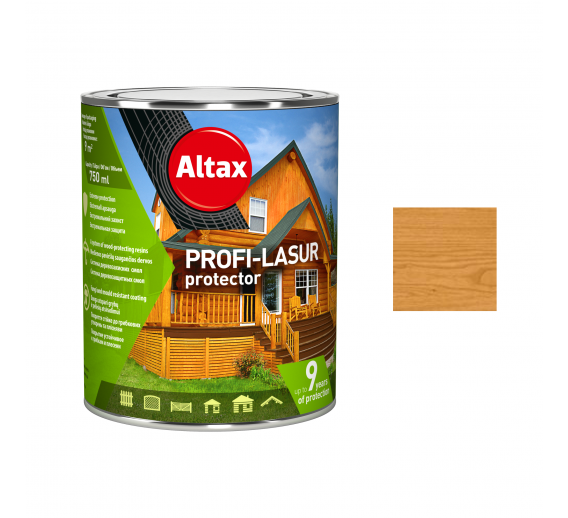 Dažai. Medienos apsaugos ir dekoravimo priemonės. Impregnantas medienai Altax Profi Lasur. Medienos apsauga ALTAX-PROFI Lasur, pinia sp. 