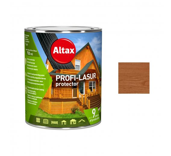 Dažai. Medienos apsaugos ir dekoravimo priemonės. Impregnantas medienai Altax Profi Lasur. Medienos apsauga ALTAX-PROFI Lasur, raudonmedžio 