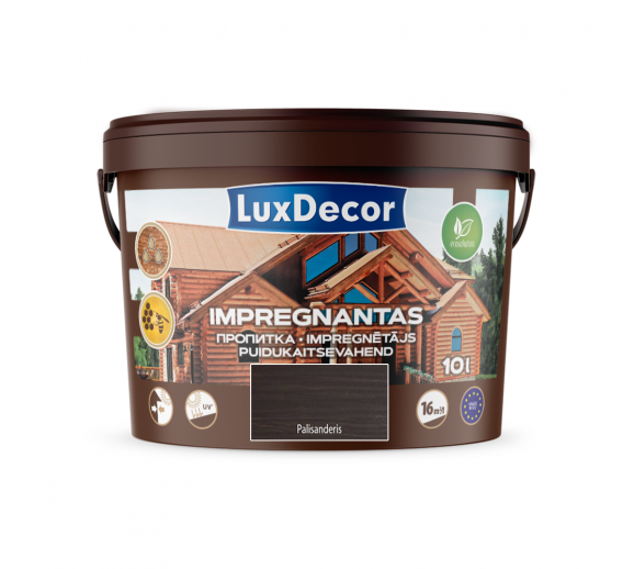 Dažai. Medienos apsaugos ir dekoravimo priemonės. Impregnantai. Dekoratyvinis impregnantas Lux Decor palisanderis 10l 