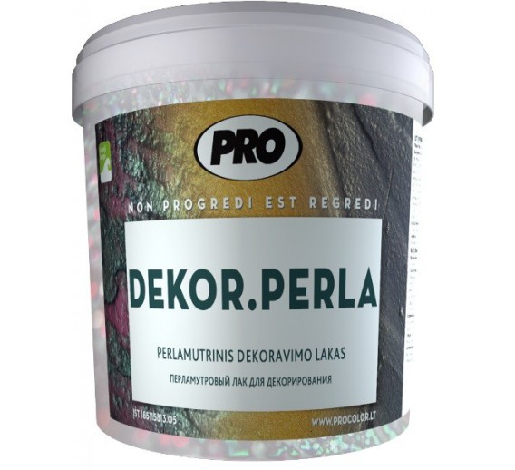 Dažai. Glaistas, gruntas, klijai, skiedikliai. Glaistai. Dekoratyvinis glaistas. Dekoravimo lakas PRO DEKOR PERLA 0.5 kg auksas 