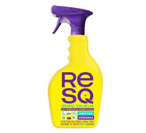 Švaros prekės. Skalbimo milteliai, skalbikliai, plovimo priemonės. Dėmių valiklis RESQ 450ml 