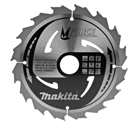 Darbo įrankiai. Įrankių priedai. Diskai diskiniams pjūklams. Diskas medienos pjovimui Makita B-07945 185x30x2mm 