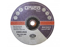 Darbo įrankiai. Įrankių priedai. Metalo pjovimo diskai. Diskas metalo pjovimui Unico flex 230x2.0x22.23 