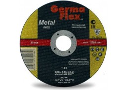Darbo įrankiai. Įrankių priedai. Metalo pjovimo diskai. Diskas metaluii INOX T41 125x1,6x22 mm Germa Flex 