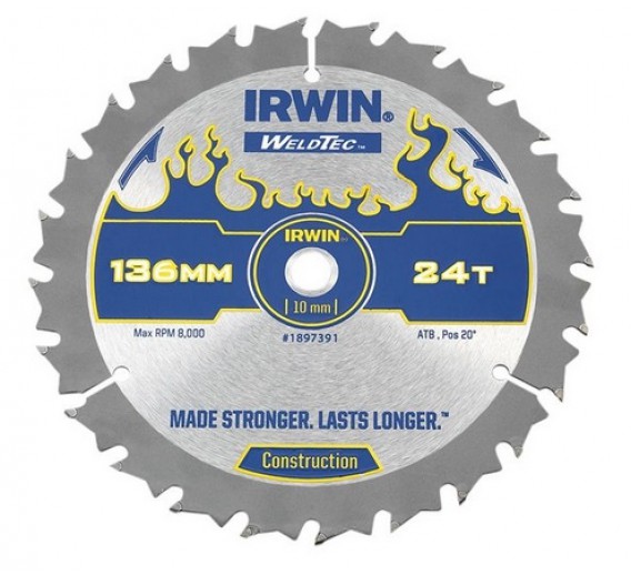 Darbo įrankiai. Įrankių priedai. Diskai diskiniams pjūklams. Diskinio pjūklo diskas 136x10x24T Irwin 