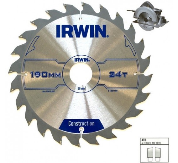 Darbo įrankiai. Įrankių priedai. Diskai diskiniams pjūklams. Diskinis pjūklas IRWIN d-184x30, 40T 2,5mm ATB 