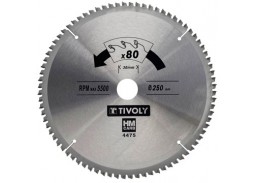 Darbo įrankiai. Įrankių priedai. Diskai diskiniams pjūklams. Diskinis pjūklas kietam medžiui Tivoly 250x30mm 80T 3°, (20mm adapteris)