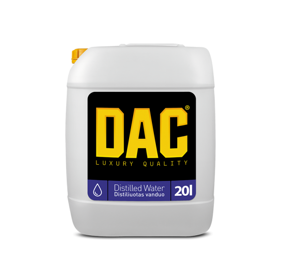 Darbo įrankiai. Prekės automobiliams. Automobilinė chemija. Distiliuotas vanduo DAC 20L 