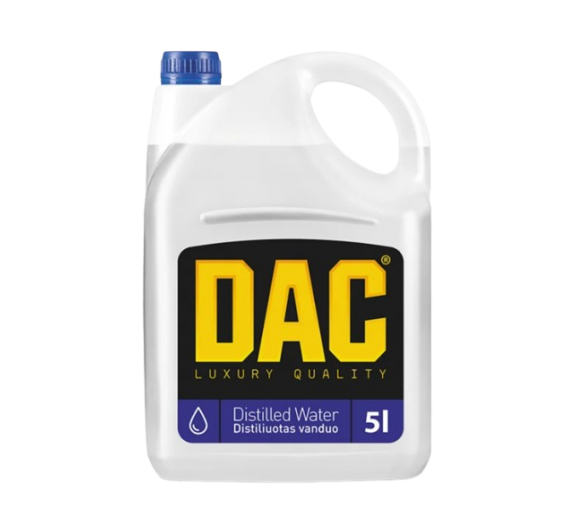Darbo įrankiai. Prekės automobiliams. Automobilinė chemija. Distiliuotas vanduo DAC 5L 