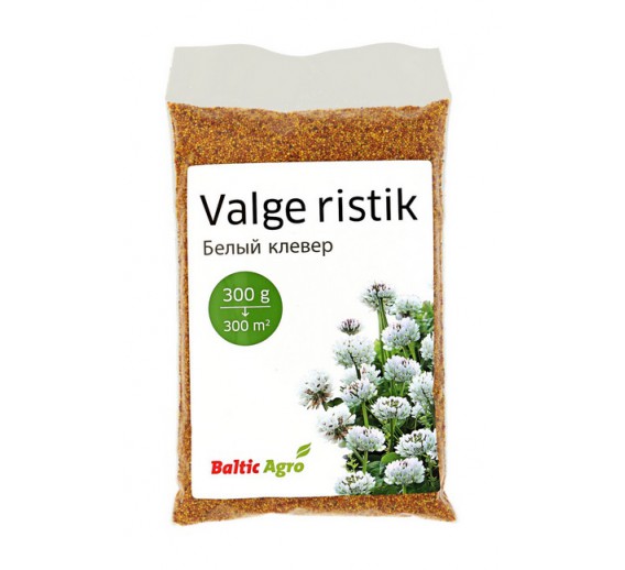 Sodo ir daržo prekės. Sėklos, daigyklos, durpinės tabletės. Vejos žolių sėklos. Dobilai baltieji Baltic Agro, 300g 