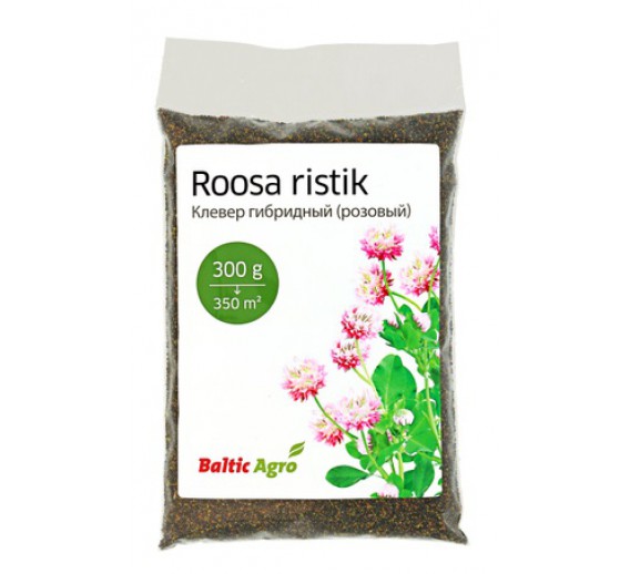 Sodo ir daržo prekės. Sėklos, daigyklos, durpinės tabletės. Vejos žolių sėklos. Dobilai rausvieji Baltic Agro, 300g 