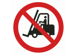 Darbo saugos prekės. Saugos ženklai, aptvėrimo juostos. Draudžiamas vidaus transportas 150x150 mm 