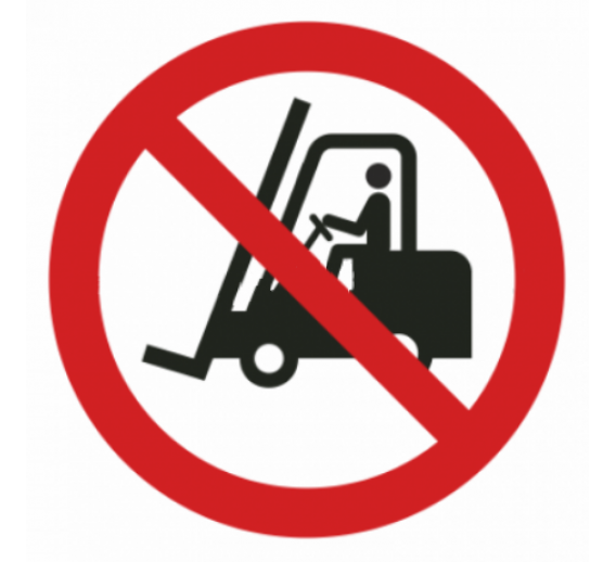 Darbo saugos prekės. Saugos ženklai, aptvėrimo juostos. Draudžiamas vidaus transportas 150x150 mm 