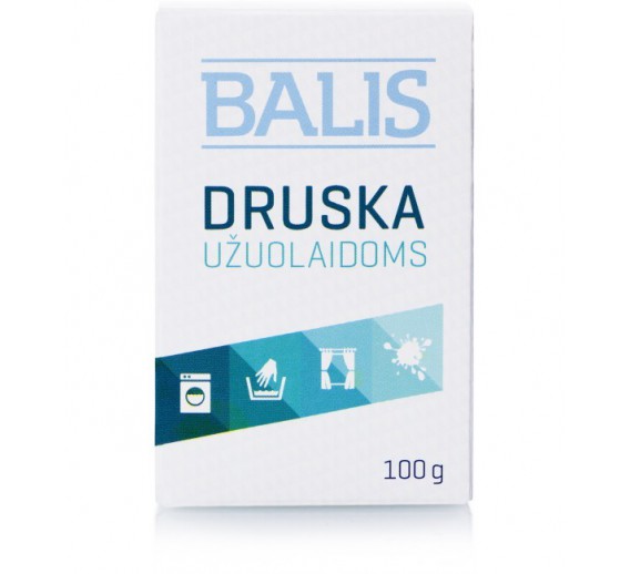 Švaros prekės. Skalbimo milteliai, skalbikliai, plovimo priemonės. Druska užuolaidoms BALIS, 100 g 