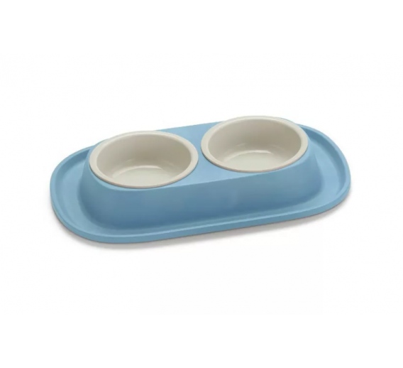 Gyvūnų prekės. Gyvūnėlių priežiūros priemonės. Dubenėliai gyvūnų maistui. Dubenėlis maistui BOWL SMART mėlynas 2x230ml 
