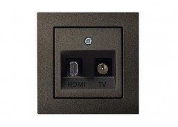 Elektros prekės. Instaliacija - kištukiniai lizdai, jungikliai ir kt.. Liregus jungikliai, kištukiniai lizdai ir kt.. Liregus EPSILON serija juodos spalvos. Duomenų perdavimo lizdas HDMI + TV, juodos sp. 
