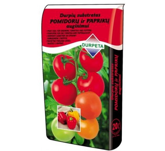 Sodo ir daržo prekės. Trąšos ir durpių substratai. Durpių ir žemių substratai. Durpių substratas pomidorams ir paprikoms Durpeta, 20L 