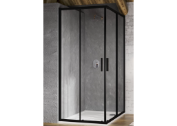 Santechnikos prekės. Vonios įranga. Dušo kabinos ir padėklai. Dušo kabina Transparent Slim juoda 