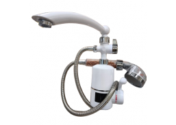 Santechnikos prekės. Vonios įranga. Maišytuvai, dušo komplektai. Dušo komplektai, dušo galvutės, dušo žarnos. Dušo maišytuvas su momentiniu vandens šildytuvu