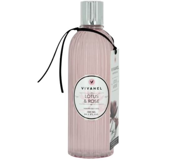 Švaros prekės. Kūno ir plaukų priežiūros priemonės. Dušo želė VIVANEL Lotus  Rose 300ml