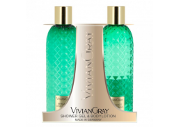 Švaros prekės. Kūno ir plaukų priežiūros priemonės. Dušo želės ir kūno losjono rinkinys Bergamot 2x300ml