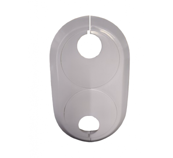 Santechnikos prekės. Vonios įranga. Maišytuvai, dušo komplektai. Maišytuvų detalės. Dviguba apdailinė lėkštelė balta D18 