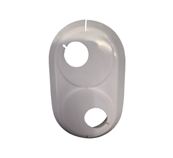 Santechnikos prekės. Vonios įranga. Maišytuvai, dušo komplektai. Maišytuvų detalės. Dviguba apdailinė lėkštelė balta D20 