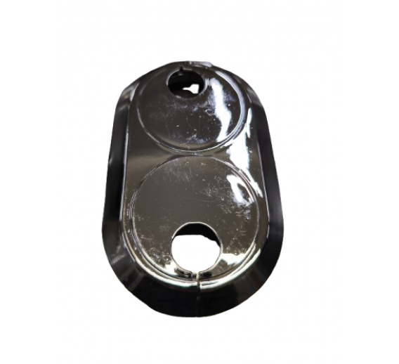 Santechnikos prekės. Vonios įranga. Maišytuvai, dušo komplektai. Maišytuvų detalės. Dviguba apdailinė lėkštelė chromuota D16 