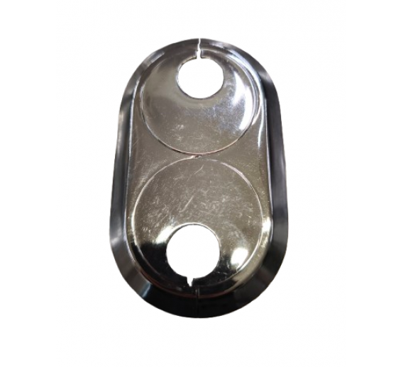 Santechnikos prekės. Vonios įranga. Maišytuvai, dušo komplektai. Maišytuvų detalės. Dviguba apdailinė lėkštelė chromuota D18 