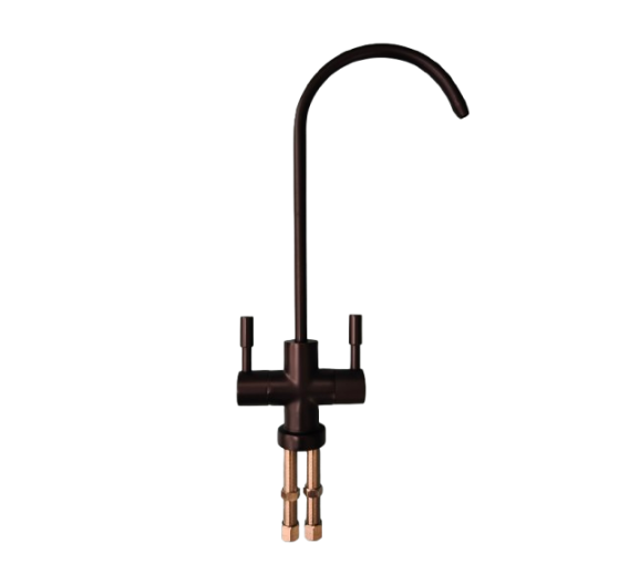 Santechnikos prekės. Vonios įranga. Maišytuvai, dušo komplektai. Virtuvės maišytuvai. Dvigubas keraminis kranelis juodas KR6B