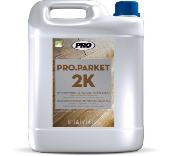 Dažai. Medienos apsaugos ir dekoravimo priemonės. Lakas. Dvikomponentis lakas PRO.PARKET blizgus 5l 