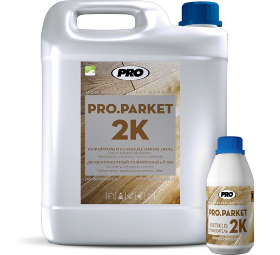 Dažai. Medienos apsaugos ir dekoravimo priemonės. Lakas. Dvikomponentis lakas PRO.PARKET pusiau matinis 5l 