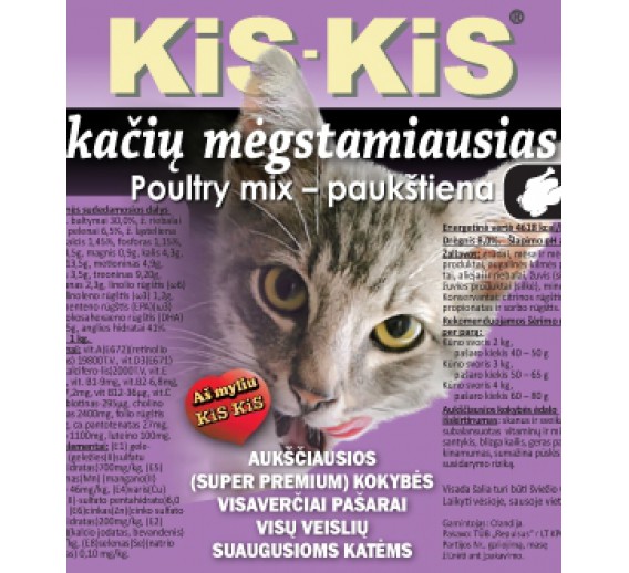 Gyvūnų prekės. Gyvūnėlių priežiūros priemonės. Naminių gyvūnų maistas. Ėdalas katėms KIS-KIS Poultry Single 3 kg 