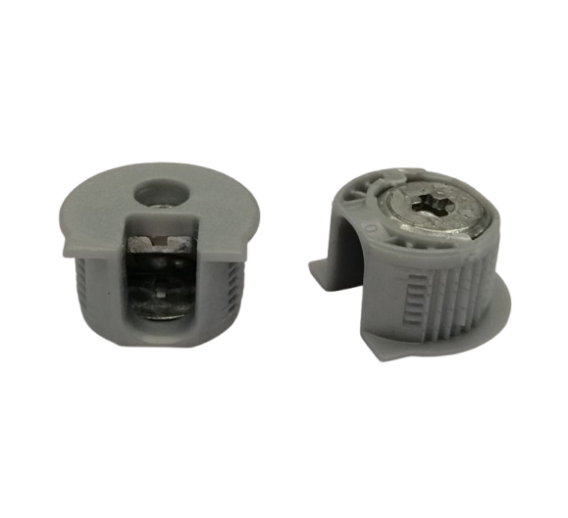 Baldų furnitūra. Baldiniai varžtai. Ekscentrinė sąvarža Raffix 16 mm, pilka 