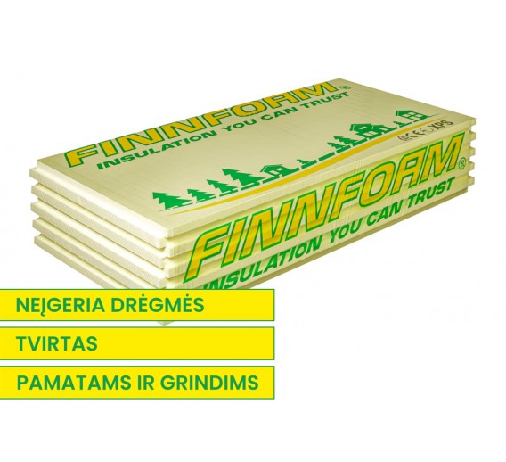 Statybinės medžiagos. Šiltinimo medžiagos. Putų polistirenas. Ekstruzinis polistirenas. Ekstruzinis polistirolas XPS Finnfoam FI300, 30x600x1250 mm 