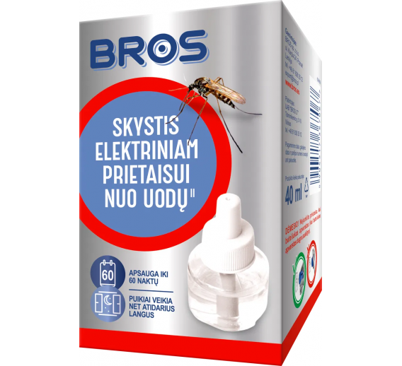 Sodo ir daržo prekės. Laisvalaikio prekės. Apsauga nuo uodų ir erkių ar kt.. Elektrinio fumigatoriaus skystis nuo uodų Bros