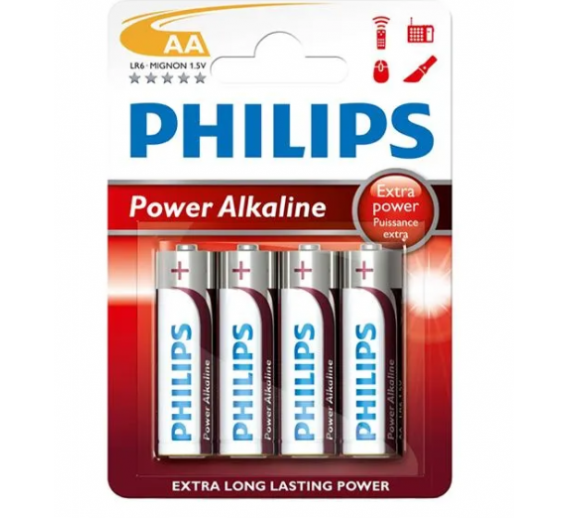 Elektronikos prekės. Elementai - baterijos. Elementai PHILIPS AA Alkaline 4vnt 