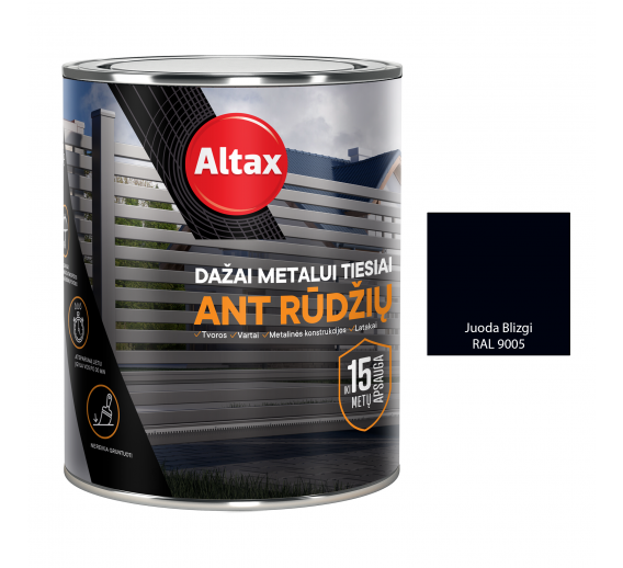 Dažai. Dažai, dažymo įrankiai, dažymo juostos. Metalo dažai. Metalo dažai ALTAX juodi blizgūs 0,75l 