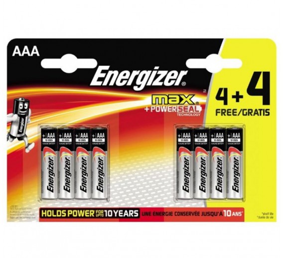 Elektronikos prekės. Elementai - baterijos. Energizer AAA tipo šarminė baterija 8 vnt. 