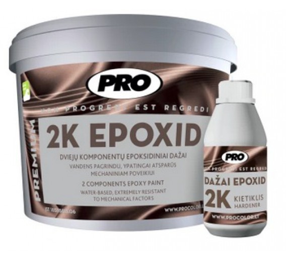 Dažai. Dažai, dažymo įrankiai, dažymo juostos. Grindų dažai. Epoksidiniai dažai grindims PRO EPOXID 2K 3kg pilka RAL7040 