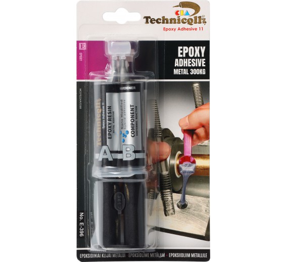 Dažai. Glaistas, gruntas, klijai, skiedikliai. Klijai. Epoksidiniai klijai TECHNICQLL 396/P58 metalui 2x12 ml