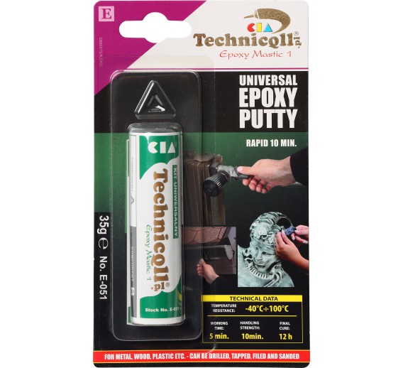 Dažai. Glaistas, gruntas, klijai, skiedikliai. Klijai. Epoksidinis universalus glaistas TECHNICQLL 051/U04, 35 g