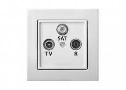 Elektros prekės. Instaliacija - kištukiniai lizdai, jungikliai ir kt.. Liregus jungikliai, kištukiniai lizdai ir kt.. Liregus EPSILON serija baltos spalvos. Epsilon tv lizdas  TV+R+SAT   tarpinis be rėm 