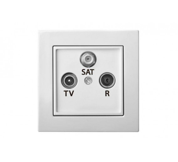 Elektros prekės. Instaliacija - kištukiniai lizdai, jungikliai ir kt.. Liregus jungikliai, kištukiniai lizdai ir kt.. Liregus EPSILON serija baltos spalvos. Epsilon tv lizdas  TV+R+SAT   tarpinis be rėm 