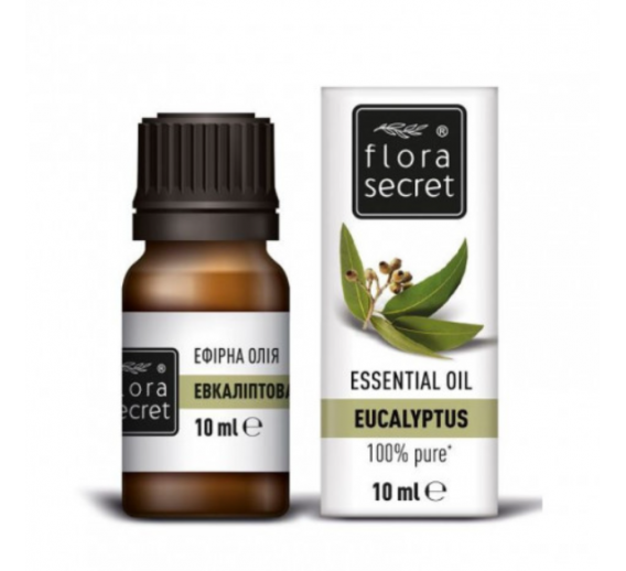 Švaros prekės. Pirties prekės. Šampūnai, muilai, antpilai ir kvapai pirtims. Eterinis aliejus Flora Secret eukaliptų 10ml