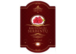 Sodo ir daržo prekės. Vyno gamybos įranga, medžiagos vyno gamybai. Etiketė bordo Raudonųjų serbentų vynas 